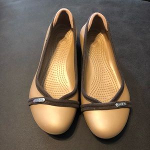 Crocs Flats Beige with Brown Material Trim